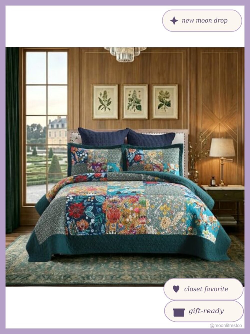 Cotton Quilt Set Queen Patchwork Bedspread with 2 Shams Reversible Coverlet